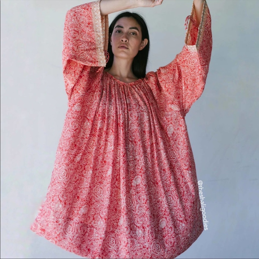 NATALIE MARTIN Dress Red White Floral Silk Mini